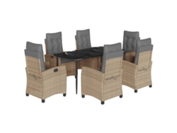 Conjunto 7 comedor de jardín VIDAXL con cojines ratán sintético beige