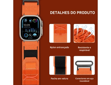 Correa Nylon Militar para Apple Watch Series 6 40Mm Naranja ¡ANTIMPACTO!