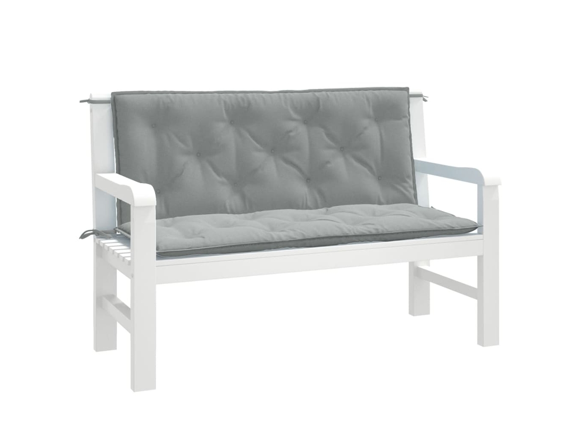 Cojines Banco Jardín 2 Uds Tela Gris Claro Melange 120x50x7 Cm