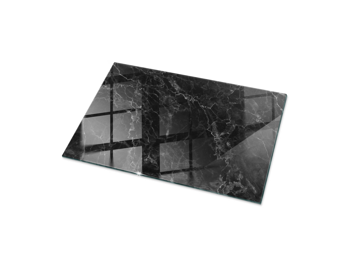 Tapa De Mesa Rectangular Espelharte (100x70 Cm - Patrón De Mármol Con Vetas - Negro)