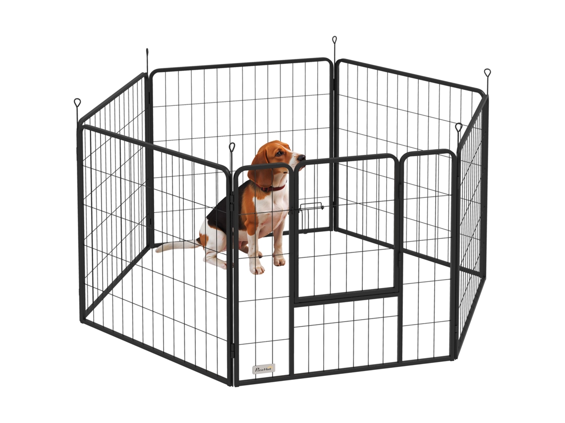 Parque Cães 6 Painéis 80cm Altura Porta Interno Externo Preto