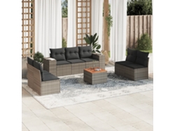 Conjunto de sofá de jardín de 8 piezas con cojines, ratán gris, DKD Home Decor
