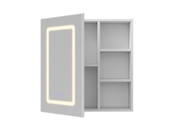 Armario Espejo De Baño 1 Puerta Con Luz Led 3 Colores, Función Antivaho, Estantes Ajustables, Diseño Moderno Blanco