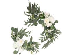 Adorno Floral Artificial De Tela De Rosa Eterna Blanca, Fácil De Cuidar, Para Decoración.