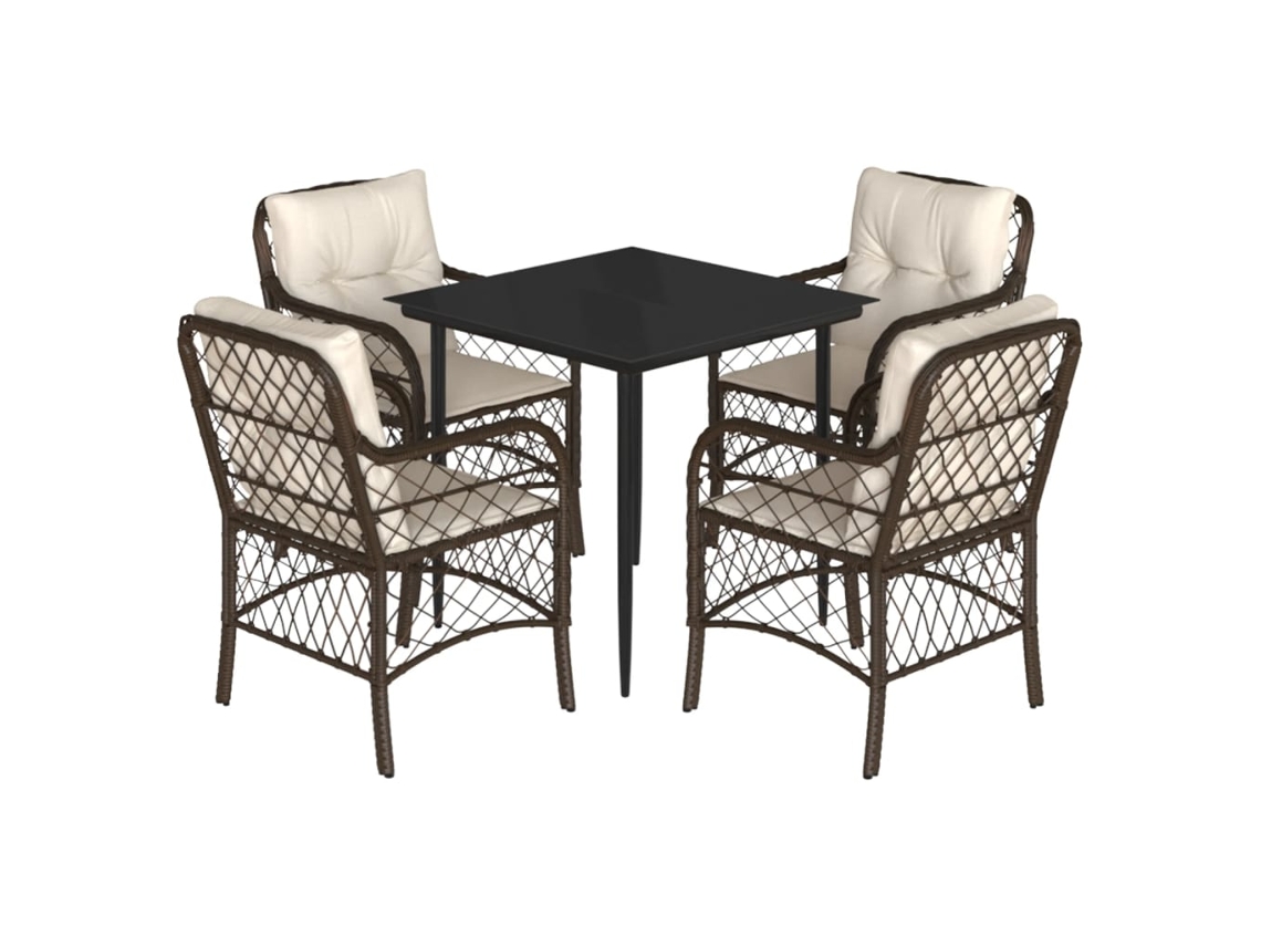 Maison Exclusive - Set Comedor De Jardín 5 Piezas Y Cojines Ratán Sintético Marrón