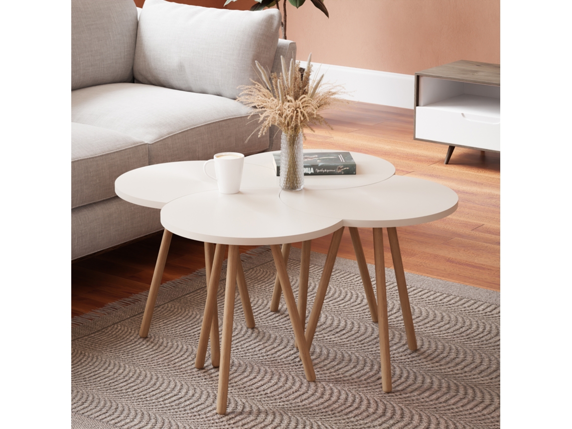 Mesa de Centro [EN.CASA] (Blanco - Aglomerado de Madera - 48 x 77 x 77 cm)