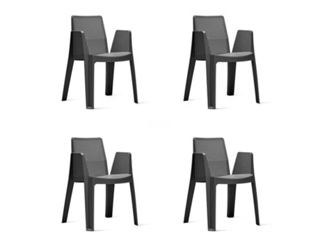 GARBAR PLAY Set 4 Silla Con Brazos Interior Exterior Gris oscuro
