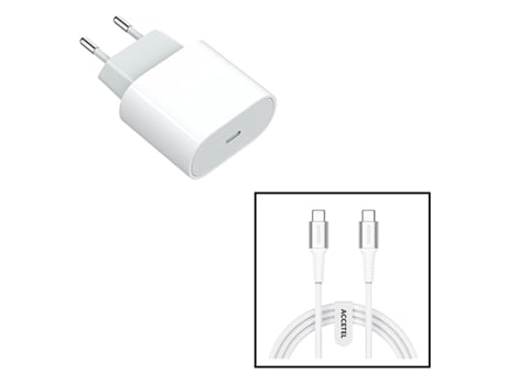 Cargador Base Type-C Fastcharge Carregamento Tecnologia para iPhone 15 Pro Max ACCETEL Blanco