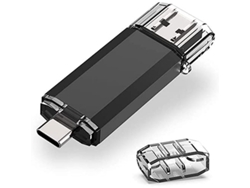 Memoria Usb 3.0 De Alta Velocidad De 64 Gb Con Interfaz Dual Para Smartphones, Tablets Y Pc - Negra