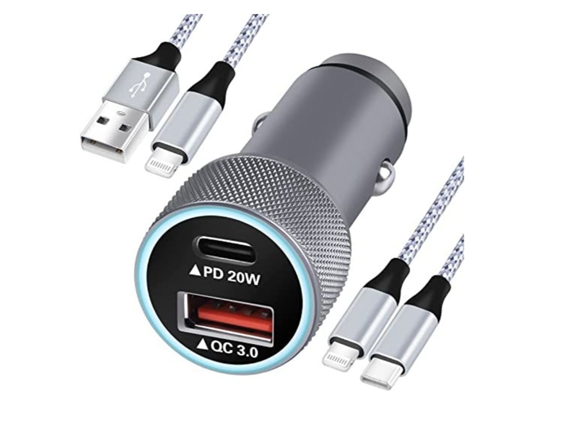 Cargador Carro Rápido Usb-C Poro Duplo Pd Qc YEMAESRE Gris