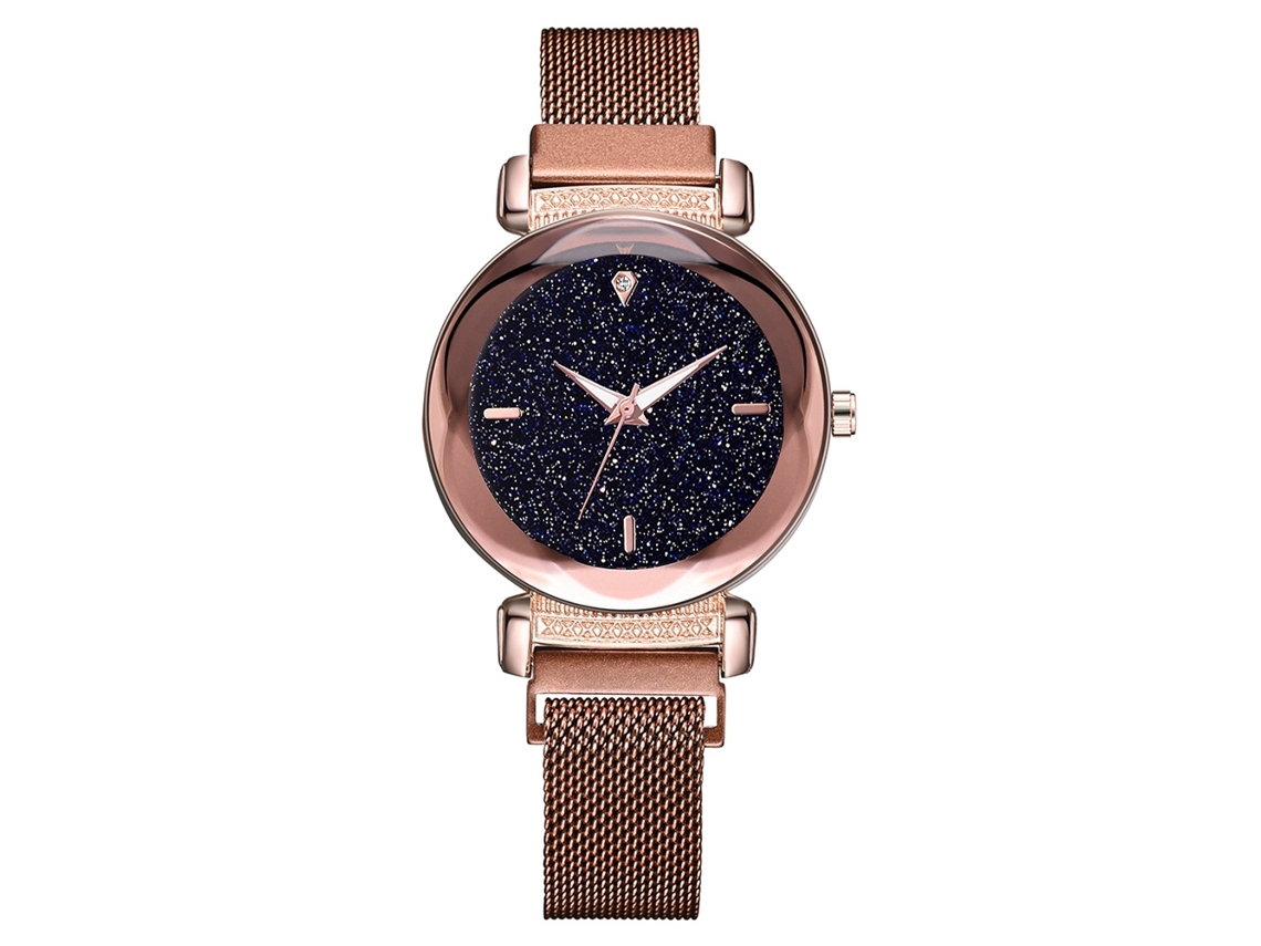 Reloj De Pulsera De Cuarzo Para Mujer Con Correa De Aleación Ajustable Y Cierre Magnético - Marrón