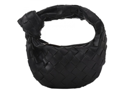 2026-bolsa Hobo Mujer 2023 Cuero Pu Tejido Nudo Bolso Dumpling Moda Estilo Verano Mano Negro