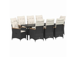 Maison Exclusive - Conjunto De Comedor De Jardín 9 Pcs Negro Ratán Sintético