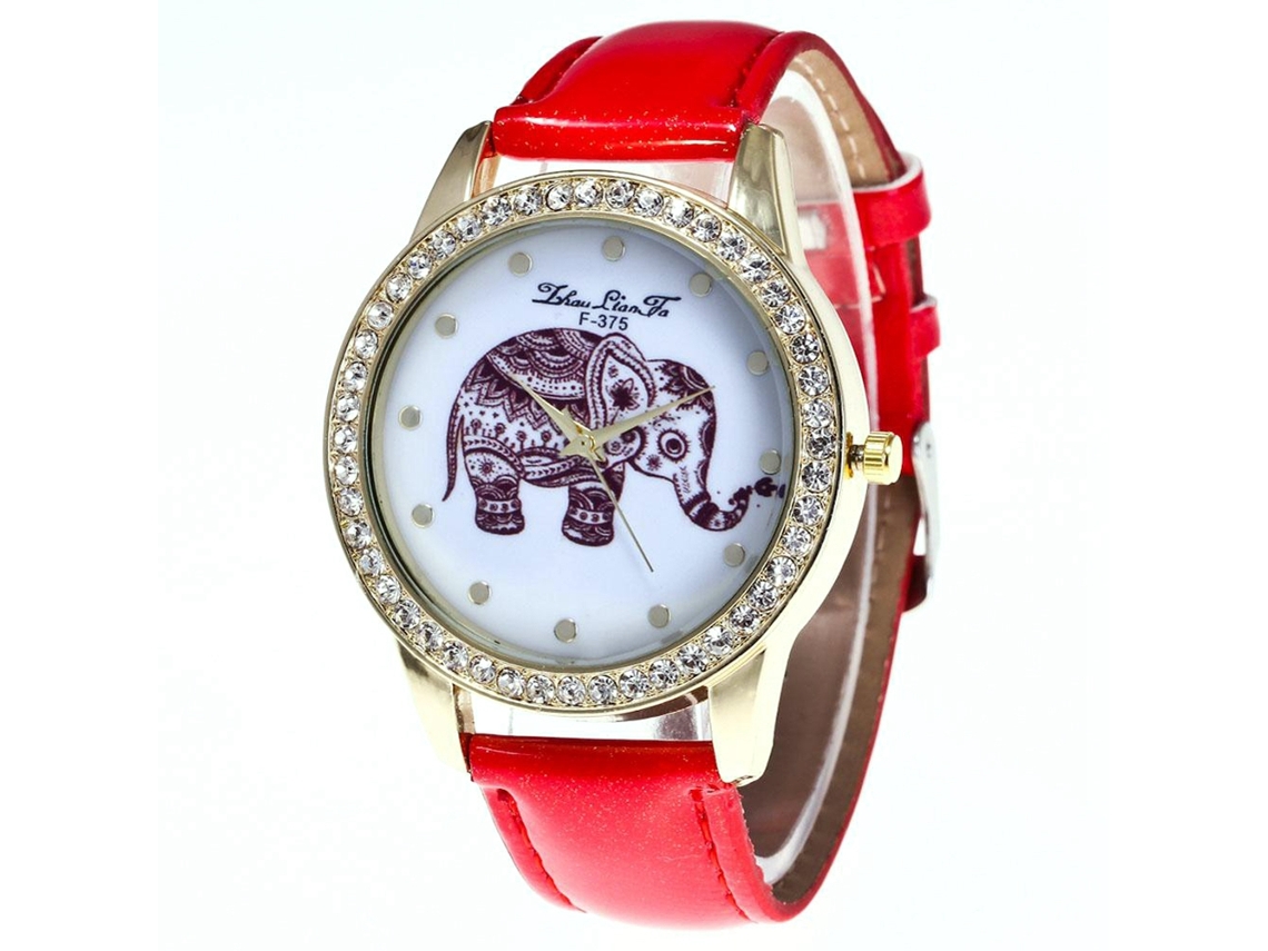 Reloj De Pulsera De Cuarzo Con Dial Redondo Y Correa De Pu Moda (rojo)