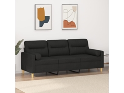 Sofá De 3 Plazas | Sofá De Salón | Sofá De Descanso Con Cojines Tela Negro 180 Cm