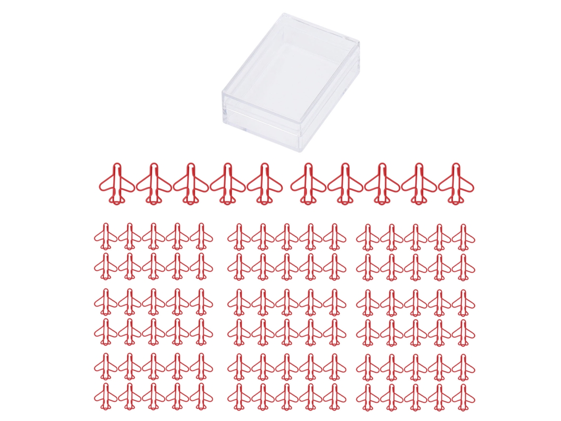 100 Clips De Papel En Forma De Avión Plateados Anti-óxido Para Scrapbooking Y Oficina Rojos