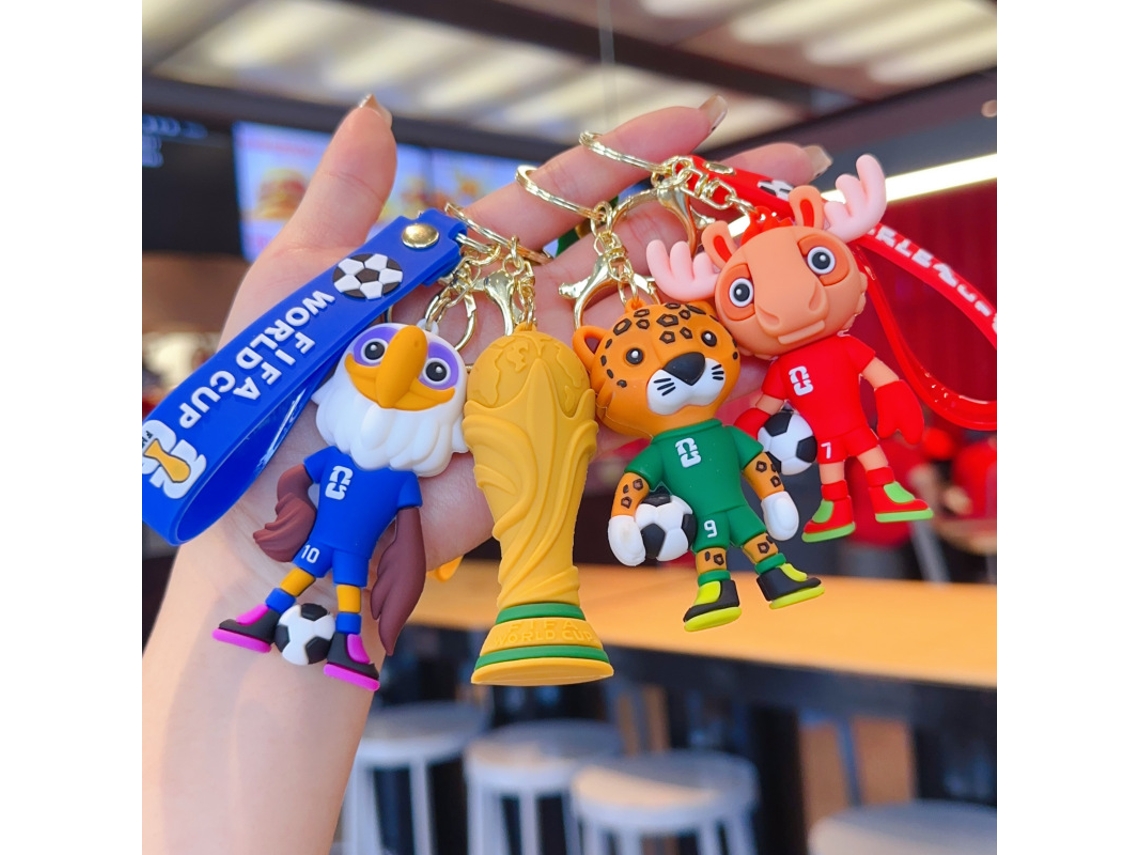 Pack 4 Lfengeros Mascotas Alce, Águila, Leopardo + Copa Mundial 2026 Silicona 3d, Correas Fifa, Mosquetones Separables Para Colección Hincha.