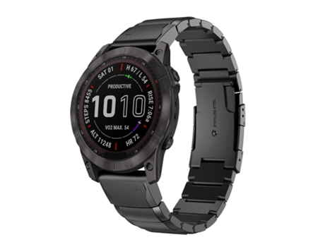 Correa de reloj inteligente para Garmin Fenix 7 de 22 mm de acero inoxidable con carcasa de tortuga (negro)