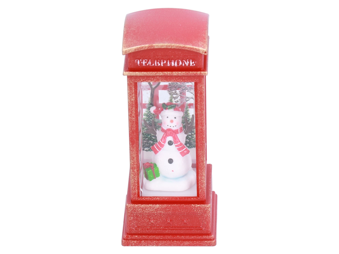 Decoración Navideña Cabina Telefónica Luces De Noche Adorno Hogar Regalo Muñeco De Nieve
