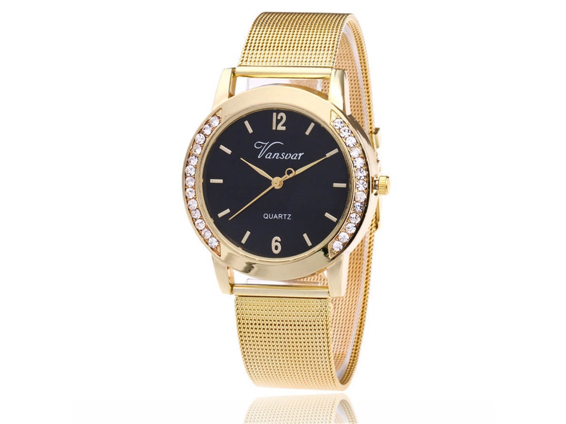 Elegante Reloj De Pulsera Para Mujer Con Movimiento De Cuarzo (negro Y Marrón).