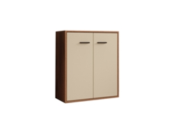 Aparador pequeño Lander L2 en color nogal, ámbar y beige, 71 cm, Beautiful Furniture