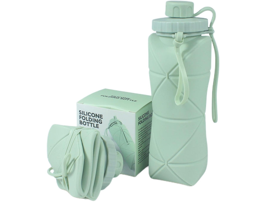 Botella De Agua Plegable De Silicona De 600 Ml Henten Home Verde