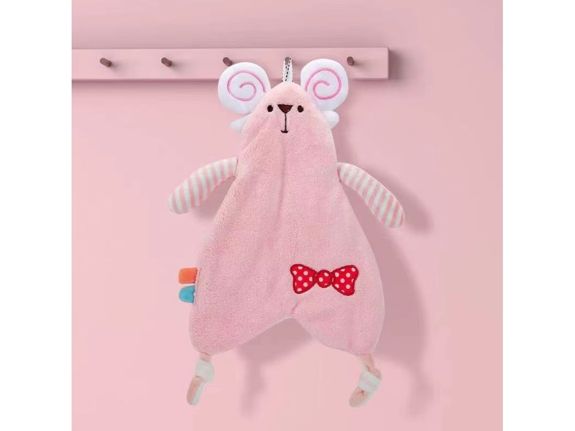 Rebe-toalla De Mano De Algodón Fluffy Absorbente Rápido Secado Para Baño Cocina Animal Bonito Rosa