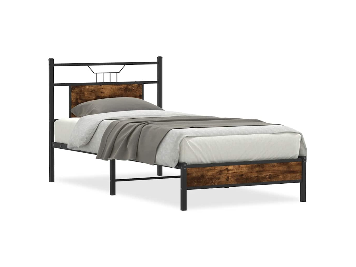 Maison Exclusive - Estructura Cama Sin Colchón Madera Roble Ahumado 75x190 Cm