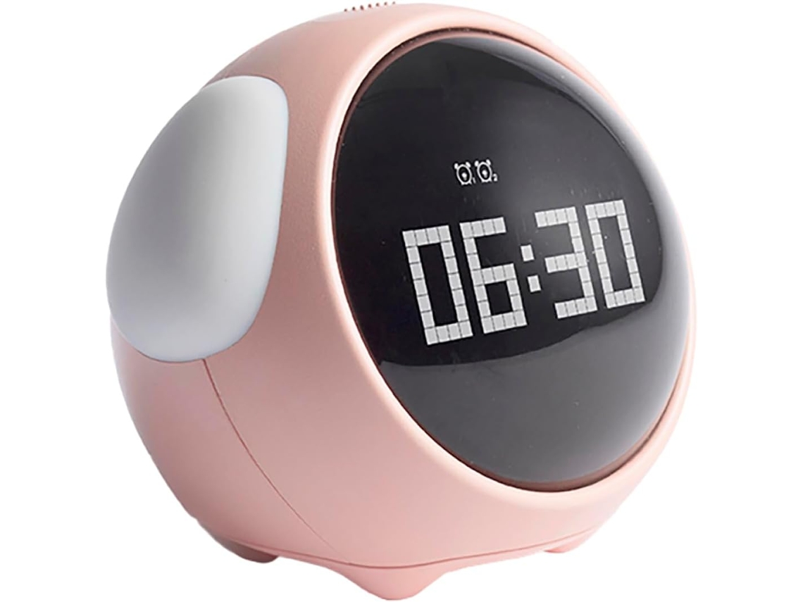Reloj Despertador Digital Led Con Lindas Expresiones Para Niños Y Niñas, Color Rosa.