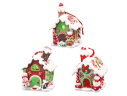 Casita de Navidad iluminada en masa blanda