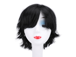Peluca De Pelo Sintético Corto Negro Para Cosplay De Mujer