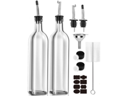 Dispensador De Aceite De Oliva De 500 Ml (17 Oz), Juego De 2 Dispensadores De Aceite De Oliva Y Vinagre De Vidrio