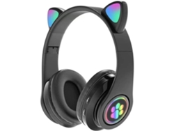 Auriculares inalámbricos con oídos de gato Bluetooth, auriculares Bluetooth, auriculares luminosos, ranura para tarjeta SD, plegables