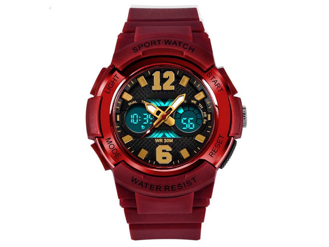 Reloj Electrónico Luminoso Simple Moda Para Mujeres Sanda Rojo