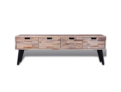 Mueble de TV MAISON EXCLUSIVE 4 Cajones de Teca Recuperada (Madera y Metal - 120 x 31 x 40 cm)