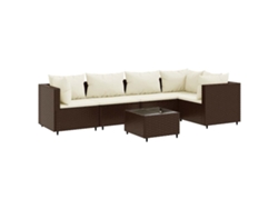 Maison Exclusive - 6 Pcs Conj. Lounge Jardim C/ Almofadões 6 Pcs Vime Pe Castanho