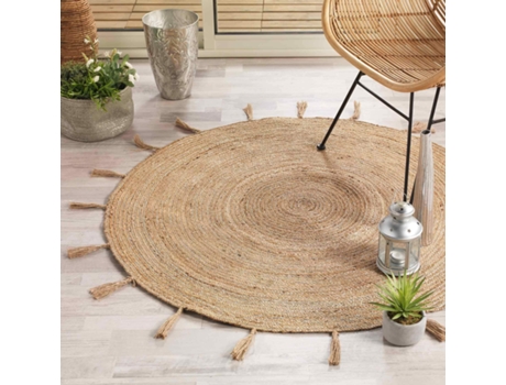 Alfombra Redonda Yute 100% Fibra Natural Plata 120 cm TIENDA EURASIA