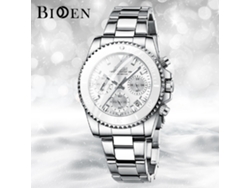 Reloj De Cuarzo Casual Para Mujer (plateado Y Blanco), Brazalete De Acero Inoxidable, Fecha, Pantalla Luminosa, Cronógrafo.