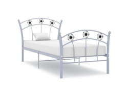 Estructura De Cama Sin Colchón Metal Gris 90x200 Cm