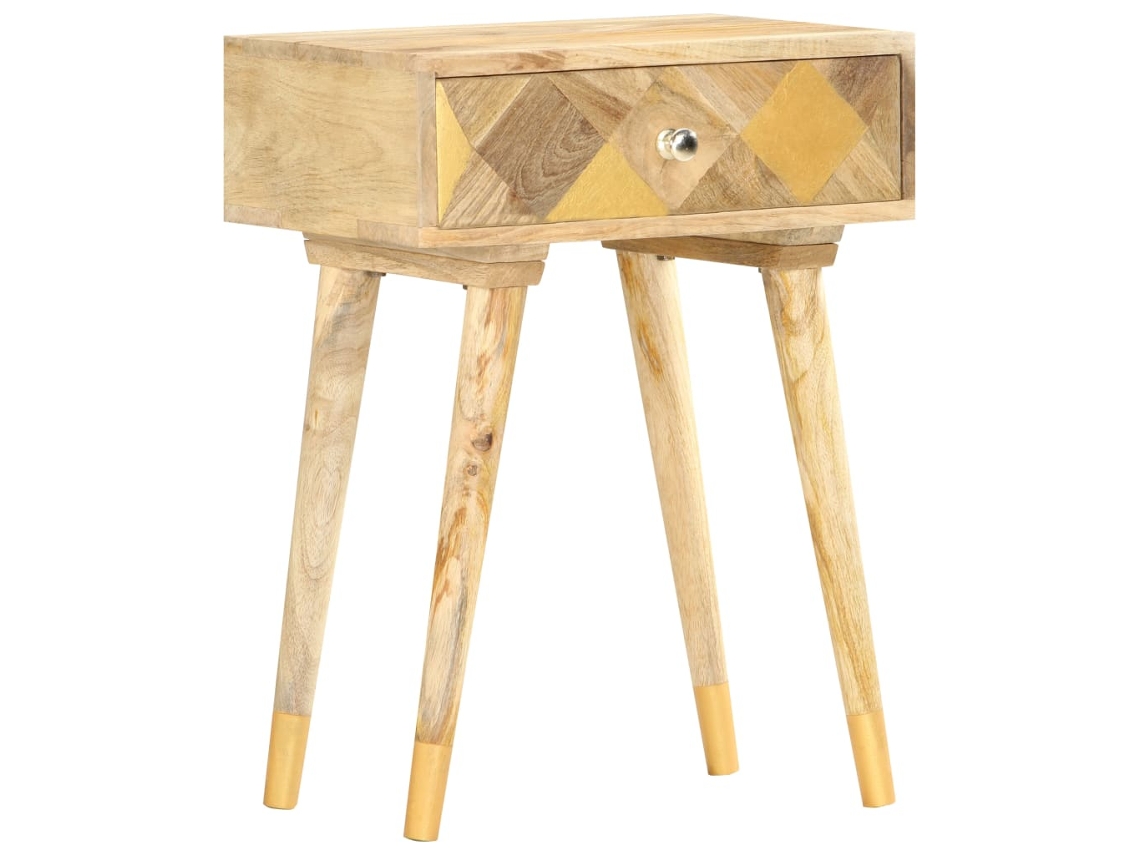 Mesita de Noche 43X30X58 Cm Madera de Mango Maciza