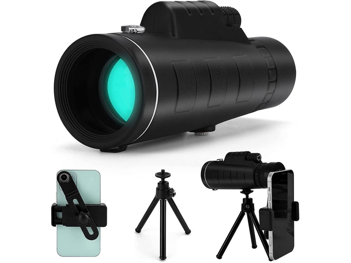 Monocular impermeable de alta potencia HD 40x60 con soporte para teléfono inteligente y trípode Monocular impermeable para observación de aves