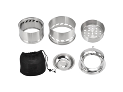 Mini estufa de alcohol para acampar de acero inoxidable con bolsa de almacenamiento de pie alto