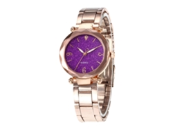 Reloj De Pulsera Analógico De Cuarzo Redondo De Lujo Para Parejas, Color Morado.