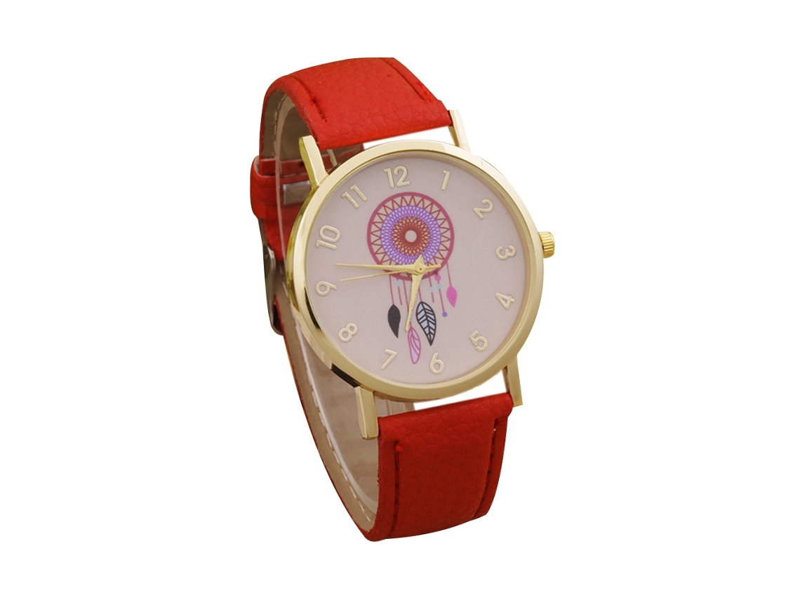 Reloj De Pulsera De Cuarzo Para Mujer, Informal Y A La Moda, De Piel Sintética - Rojo
