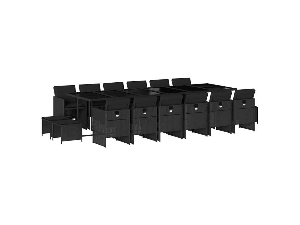 Maison Exclusive - Set De Muebles Jardín 17 Pzas Con Cojines Ratán Sintético Negro