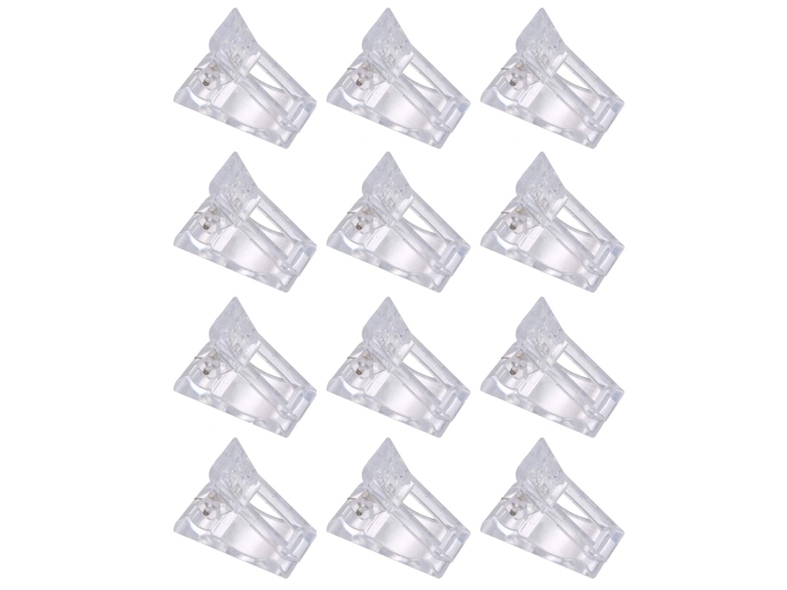 12 pinzas para uñas de cristal transparente*