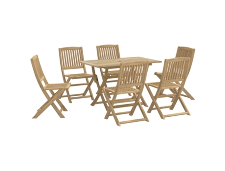 Conjunto 7 de comedor para jardín VIDAXL madera maciza acacia