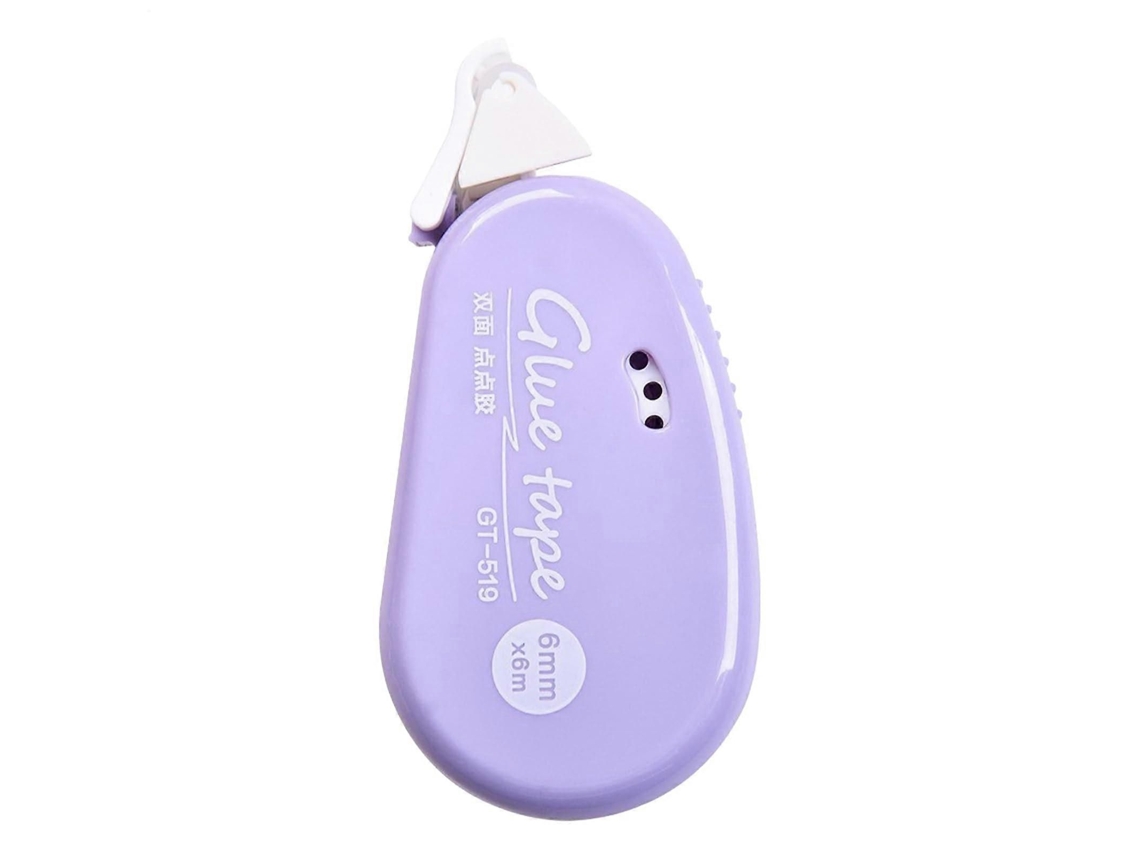 Rollo dispensador de cinta adhesiva para scrapbooking, cinta adhesiva de doble cara para niños, aplicador de cinta morado, fácil de usar.