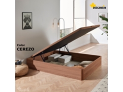 Canape Abatible DESCANSIN | 150 x 190 cm | Cerezo | Patas en Madera de Haya Maciza | Reforzado | Gran Almacenaje