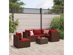 Conjunto de jardín de 6 piezas con 6 cojines de mimbre marrón DKD Home Decor